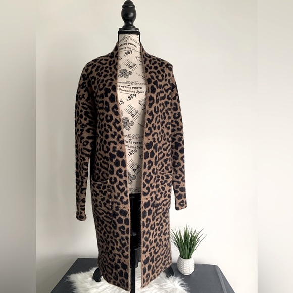 RW&CO SZ:XS/S Open Animal Print Cardigan with pockets - Picture 1 of 6